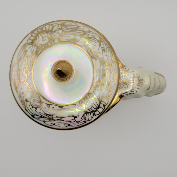 Vintage Benjarong Porcelain Tea Coffee Cup Elephant Handle Gold Gild Trim - Picture 9 of 11